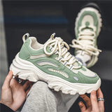 Breakj Tie Color Old Dad Shoes Trend Fashion Casual Shoes Breathable Net Cloth Students Outdoor Sports Men's