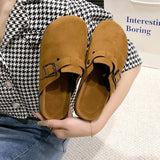 Breakj Shoes Lazy Half Slippers Men And Women Wearing Leather Cork Cool Slippers Casual