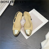 Mixed Color Slingback Sandals Women Elastic Band Back Strap Flats Mule New Brand Design Shoes Female Ballet Office