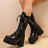 Breakj For Martin Boots 2025 Autumn And Winter New Rivet Tie With Thick And Medium Boots Female Large Size Knight