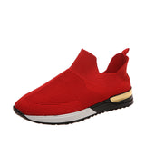 Net Sports Shoes, Girls, Elastic Cloth, Socks, Large-Size Breathable Sports Shoes, Single