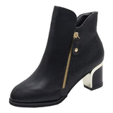 Fashion Side Zipper Ankle Boots Autumn/ Winter Boots Pointed High Quality Solid Ladies Shoes PU High Heels
