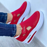 Breakj New Large-Size Casual Single-Shoe Women Fly Weave Slope And Magic Sticker Mesh