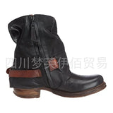 Breakj Autumn And Winter Fashion Women's Boots Shoes Side With Low-Heeled Short-Sold Short-Shoe Belt Buckle Metal Side