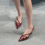 High Heel Sandals Female 2024 Summer New Fairy Wind A Word Buckle Fine Heel Fashion Casual Bun