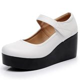 Breakj Waterproof Table Women's Single Shoes Heel Thick Soles Anti-Slip In The Elderly Leather Shoes Mother Shoes Spring And Autumn Slope And Soft-Soled Women's
