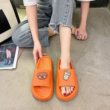 Platform Open Toe Summer Soft Thick Bottom Non-Slip House Slipper Female Lovely Flats Ladies Shoes Women Home