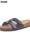 2023 New Summer Cork Slippers Women Casual Solid Color Flip Flops Holiday Beach Outside Slides
