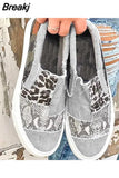 Women Casual Shoes Loafers Snake Printing Ladies Canvas Patchwork Platform Autumn Sneakers for