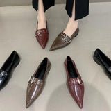 New Light Extravagant Square Metal Buckle Deep-Mouth Commuter Shallow-Heeled French Vintage