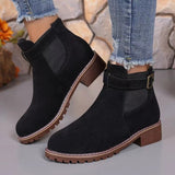 Breakj And Winter New Lady Martin Boots Loose Belt Buckle Round Head And Mid-Sleet Women's