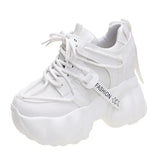 Black Chunky Sneakers for Women 2023 Spring Hidden Heels Platform Sports Shoes Woman Thick Sole Breathable Casual