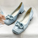 Women's Thick Heel Square Toe Mary Jane Shoes Classic Patent Leather Dress High Heels French Style Femme Party Wedding