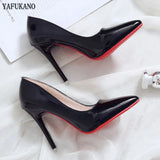 Red Sole Pumps Stiletto Sexy Pointed Toe Patent Leather Female Work Shoe White Wedding Party High Heels Sexy Woman