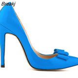 Women Pumps Fashion Sweet Bow Sexy 11cm Pointed Toe High Heels Patent Leather Stiletto Party Dress Wedding