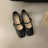 Breakj Temperament Square Head Shallow Mouth Casual Flat Bottom Versatile Single Shoes In 2024 Spring And Autumn New Soft Bottom Comfortable Low Heel Women's Single