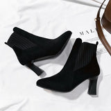 Breakj Autumn And Winter New Pointed High-Heeled Shoes Do Not Tired Feet Coarse Heel Fashion Boots Large Size Fashion Thin