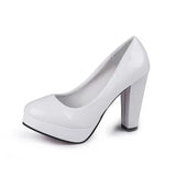 Heels Pumps Shoes Women White Wedding Shoes Thick 10 CM Heels Fashion Party Pumps Footwear Black Red Round Zapatos De