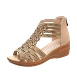 Women 2023 New Sandals Fashion Thick Sole Middle-Aged Mother Toe Heel Soft Sole Comfortable
