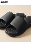 Women Summer Slippers Soft Thick Platform Slides Outdoor Eva Silent Bathroom Beach Sandals Couple Non-Slip Solid Slides