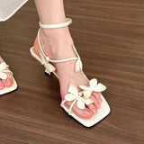 Breakj Butterfly Light Luxury To Increase The Square Head High Heel Sandals Women Summer Fine And High Sense Fashion With