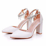 Breakj Cm Thick Heel Sandals Beaded Sous-Suded Women's Shoes Spring Women's Shoes Light-Mouthed Fashion Thick Heel