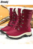 Women Winter Boots Waterproof Winter Mid-Calf Snow Boots Women Platform Shoes with Thick Fur Botas Mujer Combat Boots