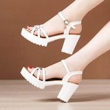 Thick-Heeled Sandals For Women's 2023 Summer New Thick-Soled Waterproof Platform With Large Size 4143100 Open-Toed