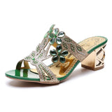 Female 2023 New Thick Heel Open Toe Women's Shoes Hollow Out Diamond Wear High Heel Cool