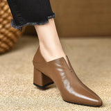 Breakj Mouth High Heels Tips In The Heel Single Shoes 2025 Spring And Autumn New Fashion Thick Heel Temperament Soft Leather Single