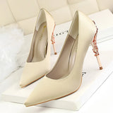 Breakj Korean Version Of Fashion Sexy Metal With Women's Shoes Thin Heel High Heel Shallow Pointed Silk Show