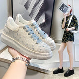 Breakj Old Dad Shoes 2023 New Water Drill Thick-Soled Casual Sneakers Women Full Of Diamond Shoes Water Drill Single