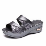 Breakj Large-Size 43 Sandals Women's Summer Wear A New Thick-Sed Loose Cake Fish Mouth Cool Slippers Women's Mother