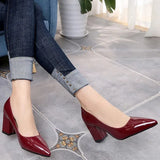 New Style Pointed Sexy Thick Heel Shoes Solid Color Fashion Versatile Shoes Wedding Banquet Celebrity Style Talon