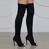 Breakj New Lady Over Knee Boots Side Zipper Fish Mouth High Fine And Large Size Over Knee Elastic