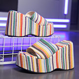 Breakj Bottom Slope With One-Word Slippers Female High And Solid Cloth Beach Cool