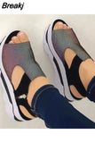 Summer Fashion Peep Toe Shoes of Women Wedge Platform Sandalias Women Plus Size Height Increase Casual Beach Ladies