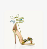 Breakj Butterfly 2025 New Butterfly Cross-Tie With Fine Heel Sandals Female Fish Mouth Open-Slip