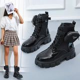 Breakj Large-Size Thick-Bottomed And Pocket-Size Martin Boots Front Wearing Solid Fashion