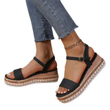 Breakj Summer New Pine Cake Dew Sandals With High Heel Lady Fashion Thick Bottom Slope Heel Women's