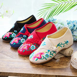 Breakj Glory Morning Glory Embroidery Flowers Round Head Spring Autumn Women's Shoes Single Shoes Canvas Embroidered Cloth