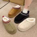 Breakj Boots Women's Fur Integrated 2025 New Autumn And Winter Plus Velvet Warm Cotton Shoes Bales Half-Dragging Hair