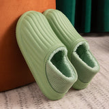 Waterproof Non-Slip Home Slippers Men Cotton Shoe EVA Slippers Winter Warm Indoor Ladies Soft Couples Platform Shoes