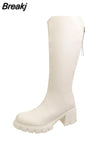 Women High Boots Winter 2023 New Chunky Shoes Woman Fashion Knee High Platform Mid Heels Gladiator Motorcycle Boots