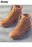 Women Boots PU Leather Ankle Boots Thicken Warm Rubber Women Shoes Lace Up Platform Motorcycle Boots Woman Botas