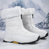 Breakj Snow Boots Women With Velvet Thick Cotton Shoes 2025 Winter New Zipper Thick-Bottomed Warm Cotton