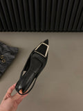 Flat Black Head Sandals Fairy Shoes 2023 New Spring And Summer Pointed Rhinestone Temperament Single