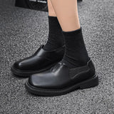 Breakj Head Leather Shoes Male British Wind Elastic Belt Lazy Man One Foot Pedal Big Head Leisure Business Small Leather Shoes