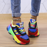 Size Casual Single Shoes Rainbow Sole Fashion Tie Fly Weave Breathable Leisure Sports Spot Single Shoes