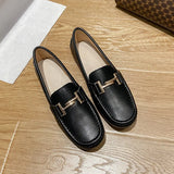 Metal Buckle genuine leather shoes woman work flats breathable cowhide mocasines mujer luxury oxford shoes for